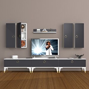 Eko 8d Mdf Gold Tv Ünitesi Tv Sehpası Beyaz - Antrasit
