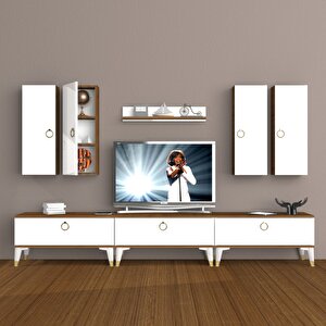 Eko 8d Mdf Gold Tv Ünitesi Tv Sehpası Ceviz Beyaz