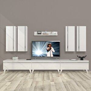 Eko 8d Mdf Retro Tv Ünitesi Tv Sehpası Parlak Beyaz