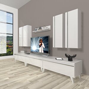 Eko 8d Mdf Retro Tv Ünitesi Tv Sehpası Parlak Beyaz