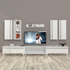 Eko 8d Mdf Retro Tv Ünitesi Tv Sehpası Parlak Beyaz