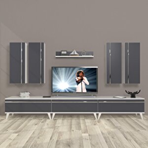 Eko 8d Mdf Retro Tv Ünitesi Tv Sehpası Beyaz - Antrasit