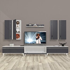 Eko 8d Mdf Retro Tv Ünitesi Tv Sehpası Beyaz - Antrasit