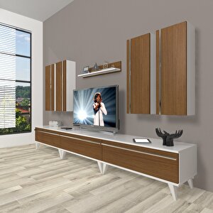 Eko 8d Mdf Retro Tv Ünitesi Tv Sehpası Beyaz - Ceviz
