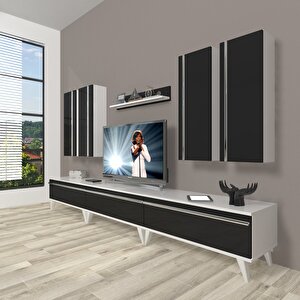 Eko 8d Mdf Retro Tv Ünitesi Tv Sehpası Beyaz - Siyah