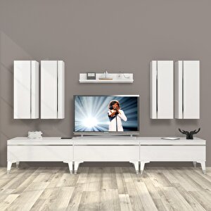 Eko 8d Mdf Silver Tv Ünitesi Tv Sehpası Parlak Beyaz