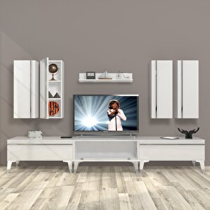 Eko 8d Mdf Silver Tv Ünitesi Tv Sehpası Parlak Beyaz