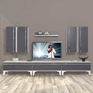 Eko 8d Mdf Silver Tv Ünitesi Tv Sehpası Beyaz - Antrasit