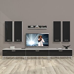 Eko 8d Slm Krom Ayaklı Tv Ünitesi Tv Sehpası Beyaz - Siyah