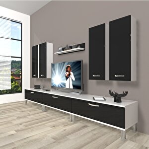 Eko 8d Slm Krom Ayaklı Tv Ünitesi Tv Sehpası Beyaz - Siyah