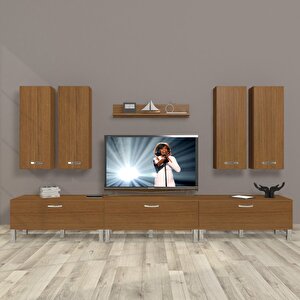 Eko 8d Slm Krom Ayaklı Tv Ünitesi Tv Sehpası Naturel Ceviz