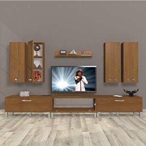 Eko 8d Slm Krom Ayaklı Tv Ünitesi Tv Sehpası Naturel Ceviz