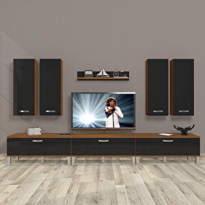 Eko 8d Slm Krom Ayaklı Tv Ünitesi Tv Sehpası Ceviz-Siyah