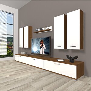 Eko 8d Slm Tv Ünitesi Tv Sehpası Ceviz Beyaz