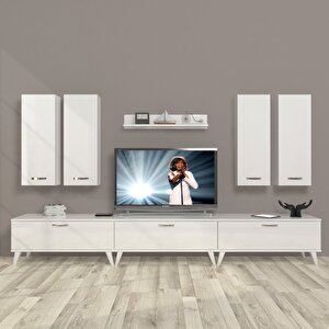 Eko 8d Slm Retro Tv Ünitesi Tv Sehpası Parlak Beyaz