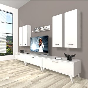 Eko 8d Slm Retro Tv Ünitesi Tv Sehpası Parlak Beyaz
