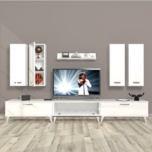 Eko 8d Slm Retro Tv Ünitesi Tv Sehpası Parlak Beyaz