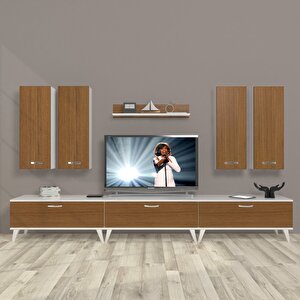 Eko 8d Slm Retro Tv Ünitesi Tv Sehpası Beyaz - Ceviz