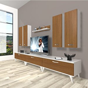 Eko 8d Slm Retro Tv Ünitesi Tv Sehpası Beyaz - Ceviz