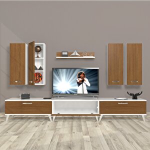 Eko 8d Slm Retro Tv Ünitesi Tv Sehpası Beyaz - Ceviz