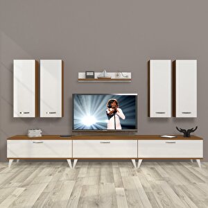 Eko 8d Slm Retro Tv Ünitesi Tv Sehpası Ceviz Beyaz