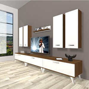 Eko 8d Slm Retro Tv Ünitesi Tv Sehpası Ceviz Beyaz