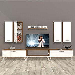 Eko 8d Slm Retro Tv Ünitesi Tv Sehpası Ceviz Beyaz