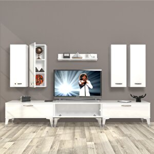 Eko 8d Slm Silver Tv Ünitesi Tv Sehpası Parlak Beyaz