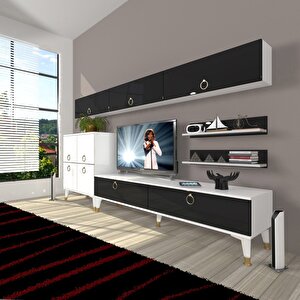 Eko 8 Mdf Std Gold Tv Ünitesi Tv Sehpası Beyaz - Siyah