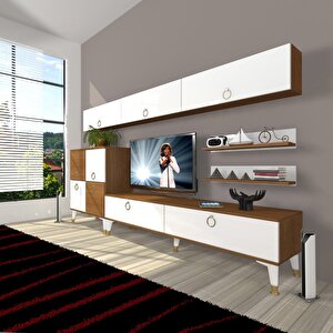 Eko 8 Mdf Std Gold Tv Ünitesi Tv Sehpası Ceviz Beyaz