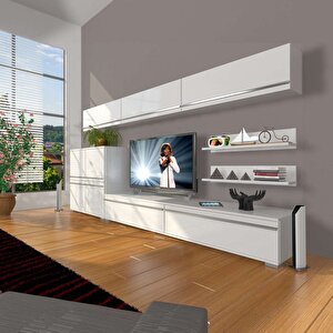 Eko 8 Mdf Std Tv Ünitesi Tv Sehpası Parlak Beyaz