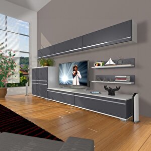 Eko 8 Mdf Std Tv Ünitesi Tv Sehpası Beyaz - Antrasit