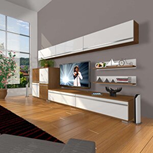 Eko 8 Mdf Std Tv Ünitesi Tv Sehpası Ceviz Beyaz