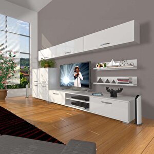 Eko 8 Mdf Dvd Tv Ünitesi Tv Sehpası Parlak Beyaz