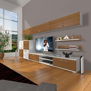 Eko 8 Mdf Dvd Tv Ünitesi Tv Sehpası Beyaz - Ceviz