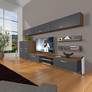 Eko 8 Mdf Dvd Tv Ünitesi Tv Sehpası Ceviz Antrasit