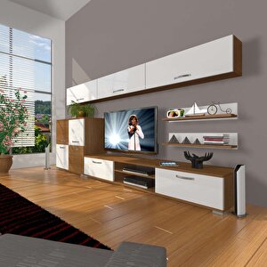 Eko 8 Mdf Dvd Tv Ünitesi Tv Sehpası Ceviz Beyaz