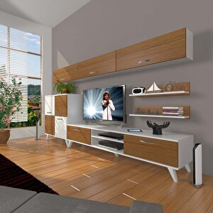 Eko 8 Mdf Dvd Retro Tv Ünitesi Tv Sehpası Beyaz - Ceviz