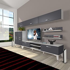 Eko 8 Mdf Dvd Silver Tv Ünitesi Tv Sehpası Beyaz - Antrasit