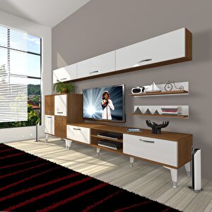 Eko 8 Mdf Dvd Silver Tv Ünitesi Tv Sehpası Ceviz Beyaz