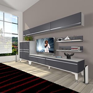 Eko 8 Mdf Std Silver Tv Ünitesi Tv Sehpası Beyaz - Antrasit