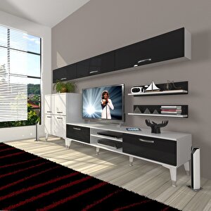 Eko 8 Slm Dvd Silver Tv Ünitesi Tv Sehpası Beyaz - Siyah