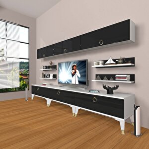 Eko 8y Mdf Gold Tv Ünitesi Tv Sehpası Beyaz - Siyah