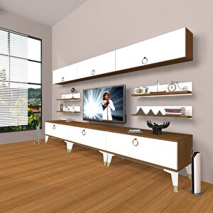 Eko 8y Mdf Gold Tv Ünitesi Tv Sehpası Ceviz Beyaz