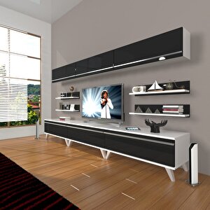Eko 8y Mdf Retro Tv Ünitesi Tv Sehpası Beyaz - Siyah