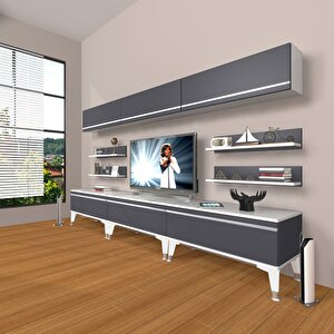 Eko 8y Mdf Silver Tv Ünitesi Tv Sehpası Beyaz - Antrasit