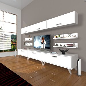 Eko 8y Slm Retro Tv Ünitesi Tv Sehpası Parlak Beyaz