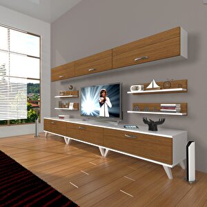 Eko 8y Slm Retro Tv Ünitesi Tv Sehpası Beyaz - Ceviz