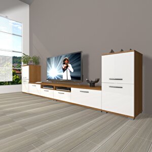 Eko 9200 Slm Tv Ünitesi Tv Sehpası Ceviz Beyaz