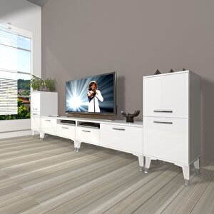 Eko 9200 Slm Silver Tv Ünitesi Tv Sehpası Parlak Beyaz